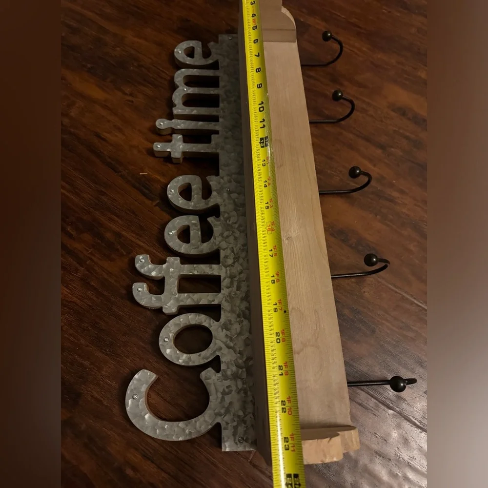 Rustic coffee bar 、coffee mug wall shelf storage rack，kitchen storage